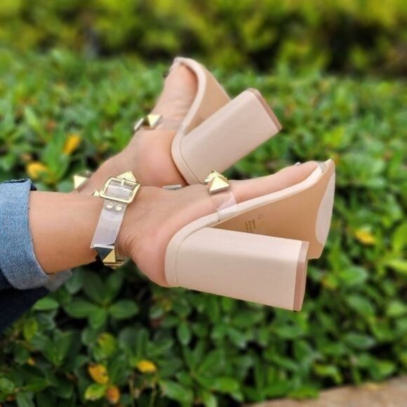 Gold Studded Clear Heels - Picture 6 of 6